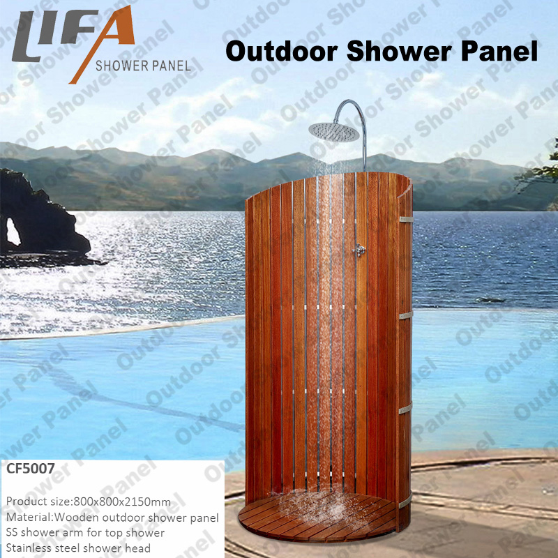 zewnętrzny panel prysznicowy CF5007, drewniany panel prysznicowy zewnętrzny, ogrodowy panel prysznicowy, wolnostojący prysznic zewnętrzny